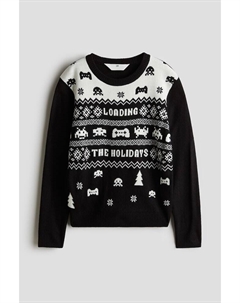 Свитер с жаккардовым мотивом, черный H&m