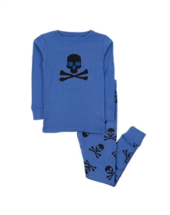 Детская хлопковая пижама из двух предметов с синими черепами Leveret