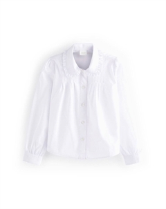 Блузка на пуговицах Long Sleeve Pretty Collar School Shirt, белая Next