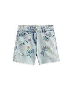 Джинсовые шорты Floral Embroidery, синий Next