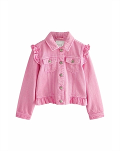 Джинсовая куртка Frill Shoulder Regular Fit, розовый Next