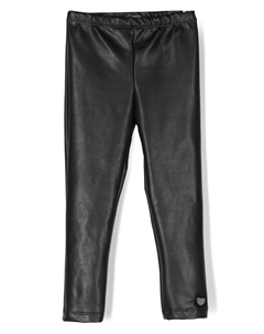 Брюки из искусственной кожи с логотипом, черный Monnalisa