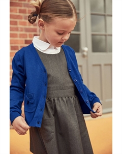 Школьный кардиган из качественного хлопка с карманами украшенными бантиками, синий Next