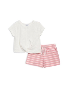 Комплект из футболки Broadwalk и полосатых шорт для девочек - Little Kid, розовый Splendid