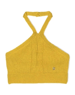 Junior трикотажный топ с вырезом халтер, желтый Ermanno scervino