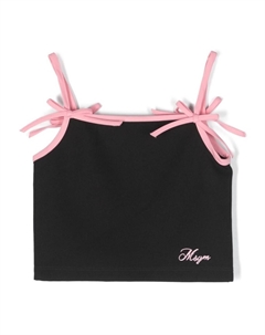 Топ на тонких бретелях с бантом, черный Msgm kids