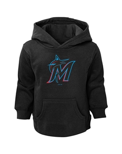 Черный пуловер с капюшоном с логотипом для малышей Miami Marlins Primary Outerstuff