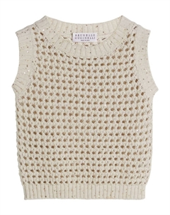Топ рыхлой вязки, нейтральный цвет Brunello cucinelli kids