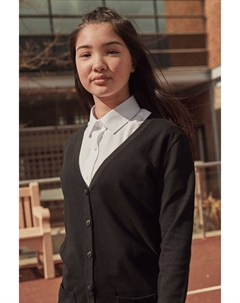 Удлиненный школьный кардиган с V-образным вырезом из трикотажа с высоким содержанием хлопка, черный Next