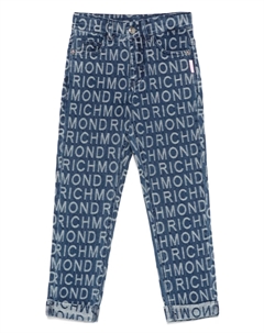 Джинсы с логотипом и жаккардовым узором, синий John richmond junior