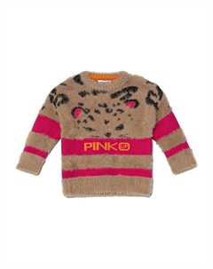 Свитер с логотипом в технике интарсия, коричневый Pinko kids