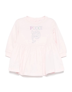 Платье с вышитым логотипом, розовый Pucci junior