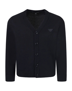 Детский кардиган из хлопка и шерсти, синий Emporio armani kids