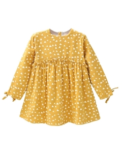Платье для девочки горчичного цвета с контрастным бантом сзади, горчичный Dadati