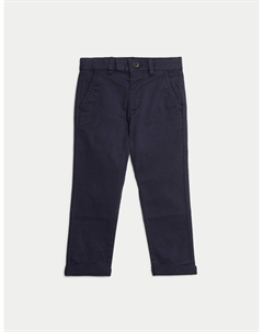 Брюки чинос с высоким содержанием хлопка, темно-синий Marks & spencer