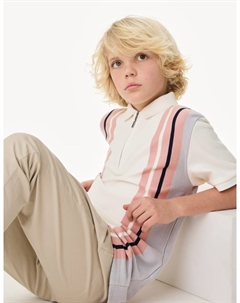 Полосатая рубашка-поло из чистого хлопка, розовый Marks & spencer