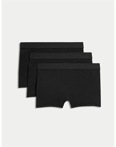 3 пары трусов-боксеров из хлопка с эластичной вставкой, черный Marks & spencer