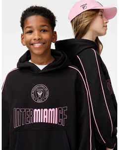 Толстовка Inter Miami с капюшоном из хлопка, черный Marks & spencer