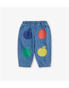 Джинсы из органического хлопка с эластичной талией и принтом Apple, возраст 12–24 месяца, голубой Bobo choses