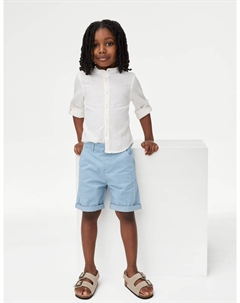 Шорты чинос из хлопка с высоким содержанием хлопка, синий Marks & spencer