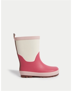 Детские резиновые сапоги с цветными блоками, розовый Marks & spencer
