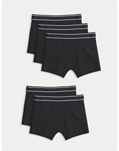 5 упаковок хлопковых трусов-боксеров с эластичными вставками, черный Marks & spencer