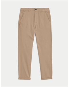 Брюки чинос с высоким содержанием хлопка, цвет Stone Marks & spencer