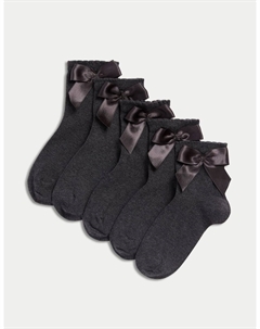 5 пар носков с бантом из хлопка, серый Marks & spencer