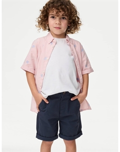 Шорты чинос из хлопка с высоким содержанием хлопка, темно-синий Marks & spencer