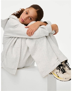 Широкие брюки-джоггеры из хлопка с высоким содержанием хлопка, серый мергель Marks & spencer