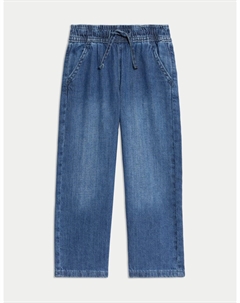 Джинсы широкого кроя с эластичной талией, темный деним Marks & spencer