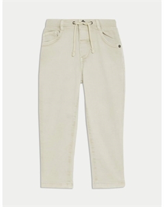 Узкие джинсы с резинкой на талии из хлопка, светло-серый Marks & spencer
