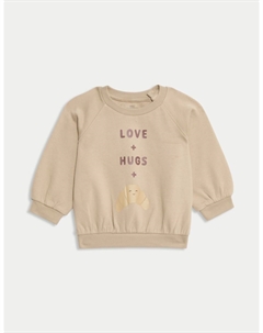 Толстовка из хлопка с надписью Любовь и объятия, кремовый Marks & spencer