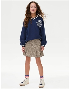 Юбка из денима с леопардовым принтом, разноцветный Marks & spencer