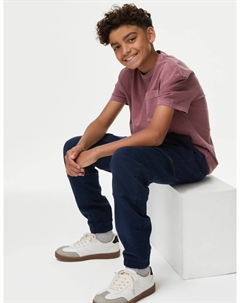 Брюки-карго из хлопка, темно-синий Marks & spencer