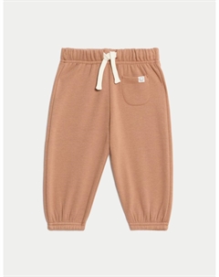 Джоггеры из хлопковой смеси с флисовой подкладкой, коричневый Marks & spencer