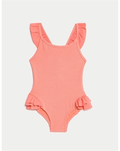 Текстурированный купальник с блестками и оборками, коралловый Marks & spencer