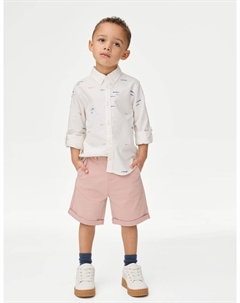 Шорты чинос из хлопка с высоким содержанием хлопка, розовый Marks & spencer