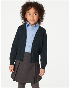 2 пары школьных кардиганов из чистого хлопка для девочек, темно-синий Marks & spencer