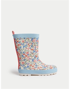 Детские резиновые сапоги с цветочным принтом, цвет Cream mix Marks & spencer