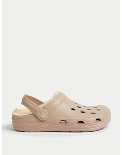 Детские сабо с подкладкой из искусственного меха, цвет Oatmeal Marks & spencer