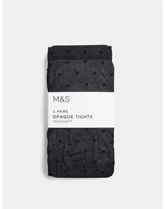 2 пары колготок в горошек, черный Marks & spencer