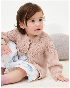 Кардиган из чистого хлопка с узором, розовый Marks & spencer