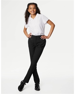 Брюки школьные суперузкие на молнии для девочек, черный Marks & spencer