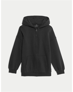 Толстовка с капюшоном из хлопка, черный Marks & spencer