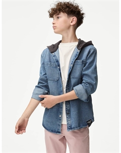 Джинсовая куртка с капюшоном, цвет Denim Marks & spencer