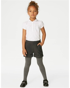 Шорты школьные с отворотами для девочек, серый Marks & spencer