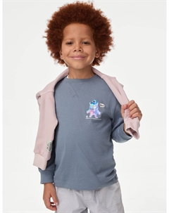 Топ из чистого хлопка с принтом монстр, синий Marks & spencer