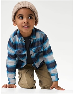 Комплект из 2-х предметов: клетчатая рубашка и футболка из хлопка, синий Marks & spencer