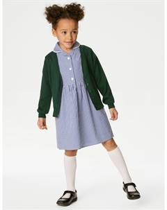 2 пары школьных кардиганов из чистого хлопка для девочек, зеленый Marks & spencer